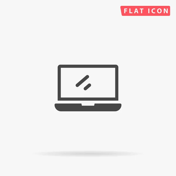 Laptop Vlakke Vector Icoon Met Hand Getekend Ontwerp Illustraties — Stockvector