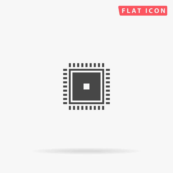 Processor Platte Vector Pictogram Met Hand Getekend Ontwerp Illustraties — Stockvector
