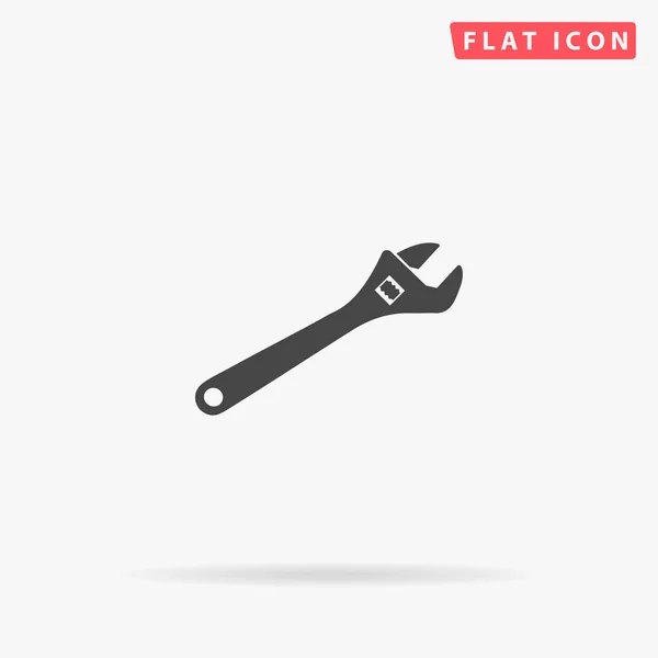 Wrench Vlakke Vector Icoon Met Hand Getekend Ontwerp Illustraties — Stockvector