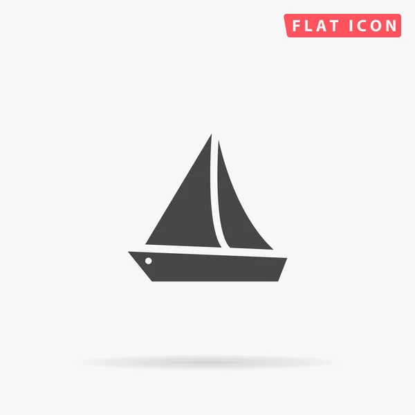 Ícone Vetorial Barco Vela Plana Ilustrações Design Estilo Desenhado Mão — Vetor de Stock