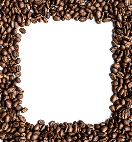 Рамка кавових зерен на білому фоні — стокове фото