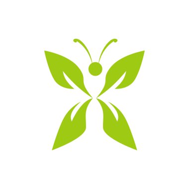 Basit kelebek yaprağı logosu şablonu. Kelebek işareti ve sembol. güzellik hayvan vektör illüstrasyonu.