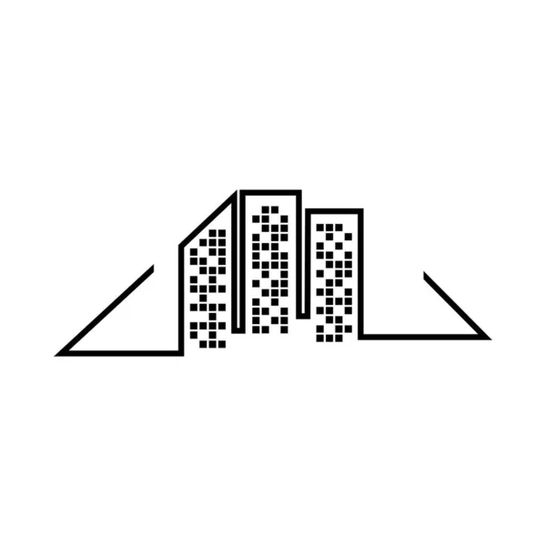 Gebäude Silhouette Logo Zeichen Und Symbol Nacht Stadtbild Vektor Illustration — Stockvektor