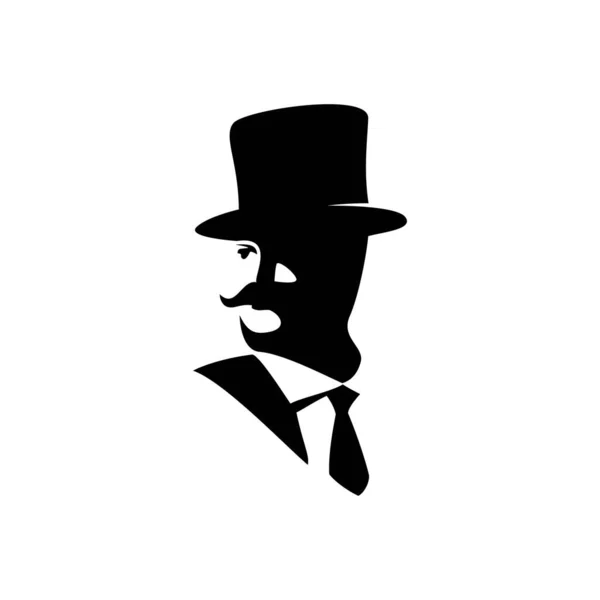 Modelo Logotipo Cavalheiro Homem Silhueta Sinal Símbolo Vetor Ilustração —  Vetores de Stock