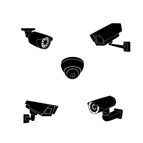 Cctv Kamera Silhouette Überwachungskamera Zeichen Und Symbol Vektor Illustration — Stockvektor