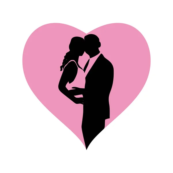 Bridge Groom Silhouette Vector Illustration Wedding Sign Symbol Romantic Couple — Stock Vector