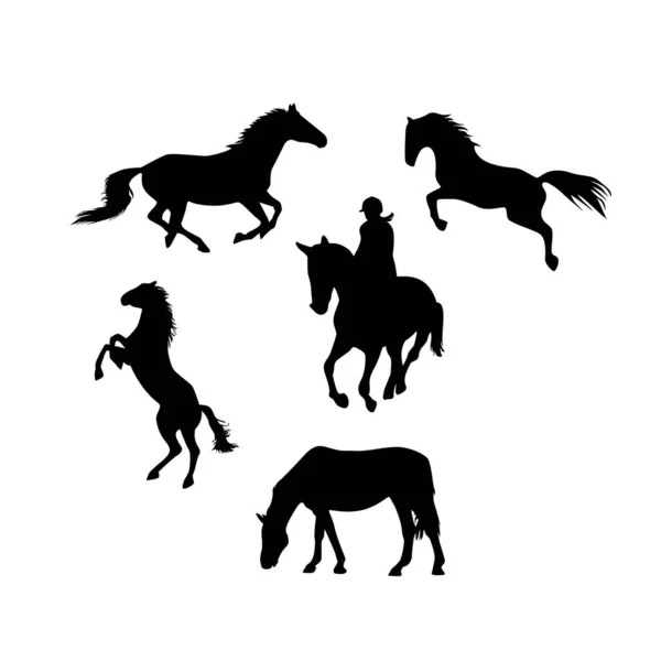 Ensemble Silhouette Cheval Signe Animal Illustration Vectorielle Symbole — Image vectorielle