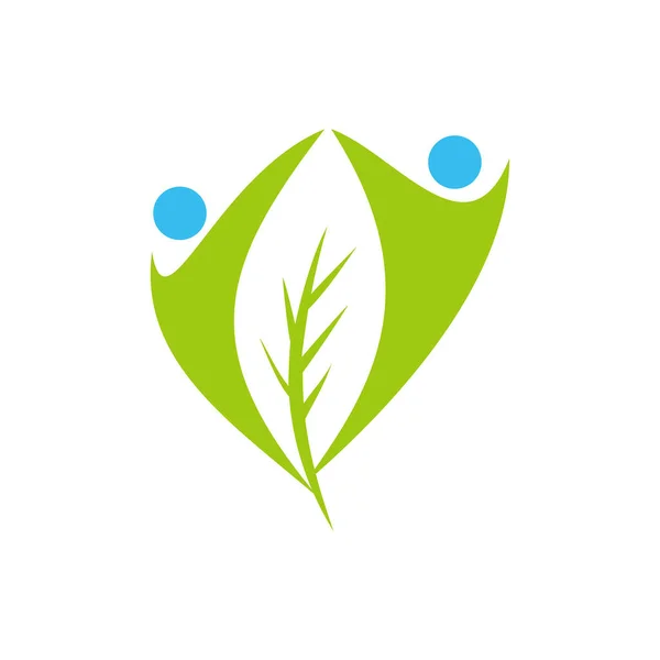 Logotipo Gente Vida Verde Signo Símbolo Vida Saludable — Archivo Imágenes Vectoriales