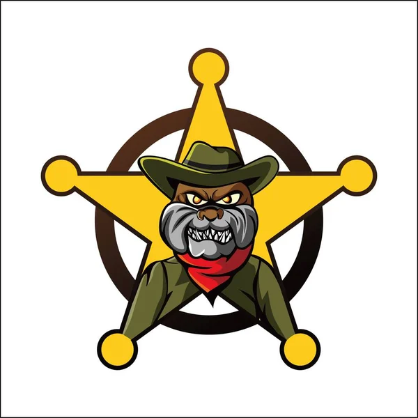 Bulldog Sheriff Mascota Vector Ilustración Plantilla Logotipo Perro Signo Símbolo — Archivo Imágenes Vectoriales