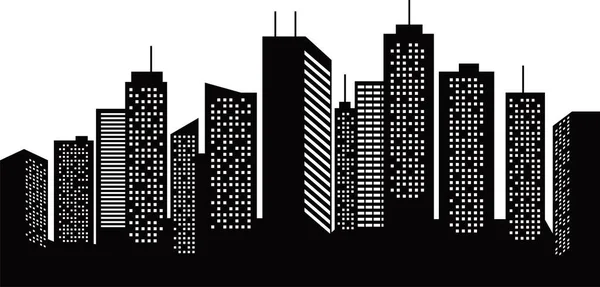 City Night Silhouette Cityscape Vector Illustration Building Silhouette — Stockvektor