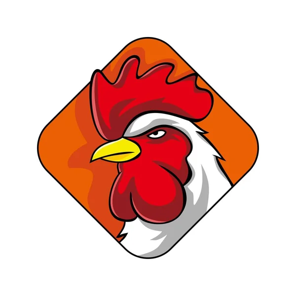 Rooster Head Mascot Design Chicken Character Sign Symbol — Stock Vector