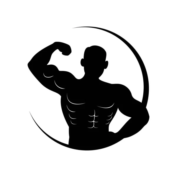 Silueta Hombre Gimnasio Icono Del Hombre Muscular Signo Símbolo — Vector de stock