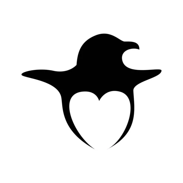 Plantilla Logotipo Amor Pingüino Animal Salvaje Signo Símbolo — Archivo Imágenes Vectoriales