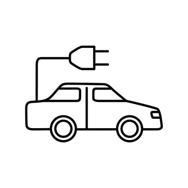 Elektrikli araba ikonu. Çevre aracı işareti ve simgesi.