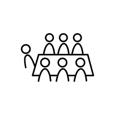 Buluşma ikonu. Tartışma işi takım çalışması işareti ve sembolü.