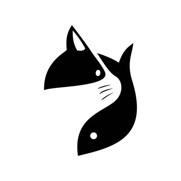 물고기와 고양이의 템플릿 사업에 완벽하게 사용되는 고양이와 기호와 상징물 — 스톡 벡터