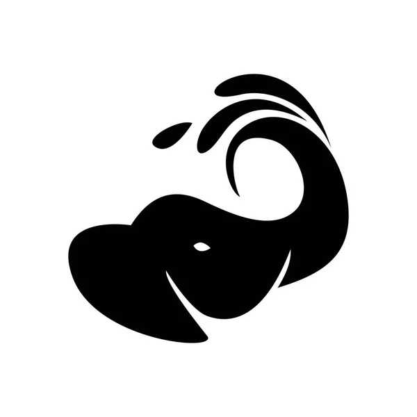 Modello Logo Elefante Nero Segno Simbolo Animale Africano — Vettoriale Stock