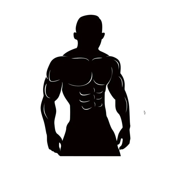 Muscle Man Silhouette Bodybuilding Sign Symbol — Stock Vector