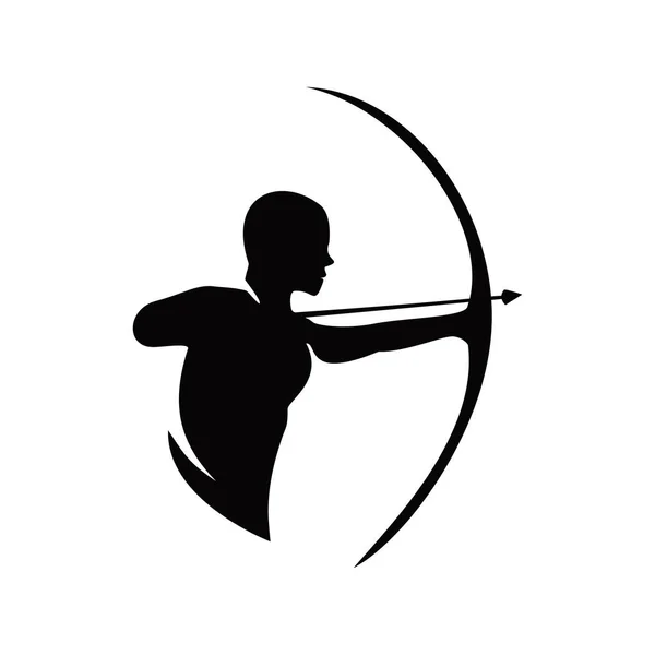 Diseño Del Icono Silueta Arquero Hombre Flecha Signo Símbolo Cazador — Archivo Imágenes Vectoriales