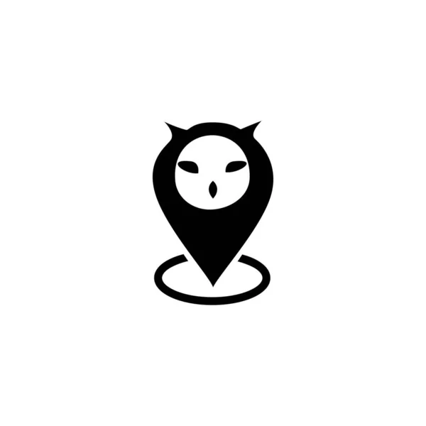 Hiboux Pin Emplacement Logo Modèle Conception Signe Symbole Oiseau Sauvage — Image vectorielle