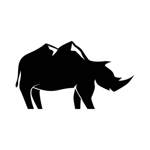 Diseño Del Logotipo Plantilla Rinoceronte Animal Cuerno Salvaje Signo Símbolo — Vector de stock