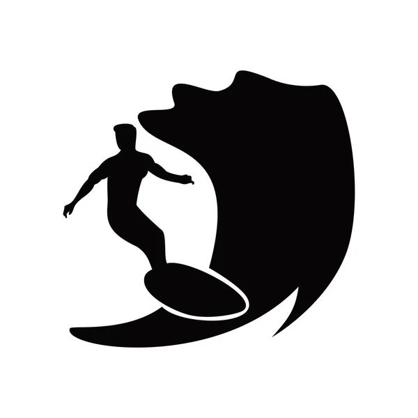 Surfer Silhouette Sport Water Sign Symbol —  Vetores de Stock