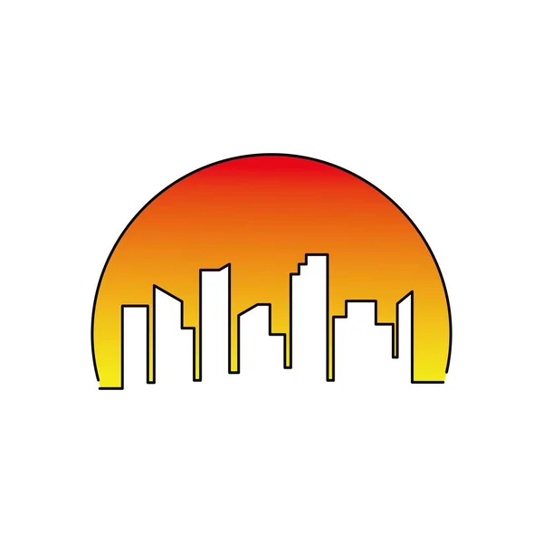 Sonnenuntergang Silhouettendesign Der Stadt Illustration Des Skyline Vektors — Stockvektor