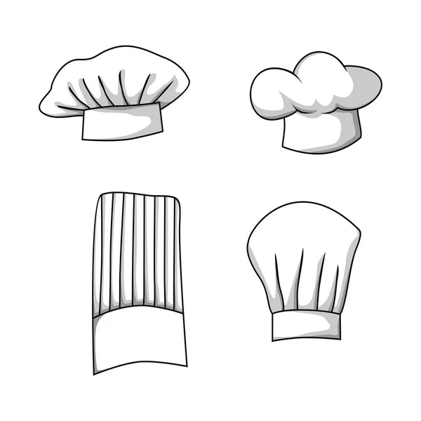 Set Chef Hat Vector Illustration Professional Cap Sign Symbol — Vetor de Stock