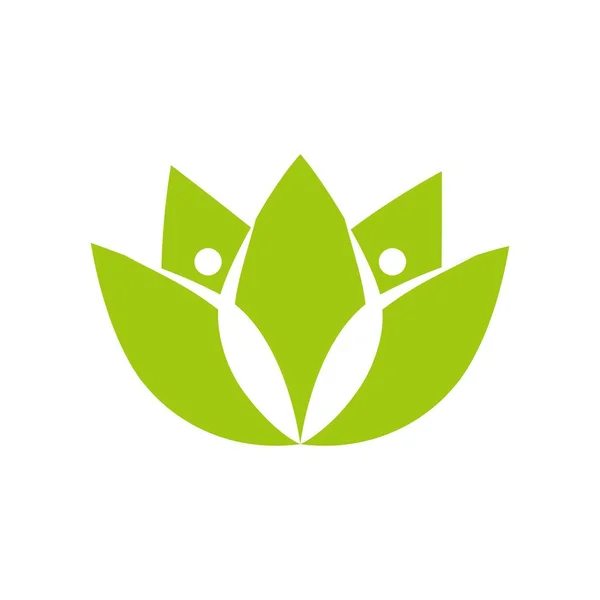 Diseño Plantilla Logotipo Hoja Gente Signo Símbolo Estilo Vida Ecológico — Archivo Imágenes Vectoriales