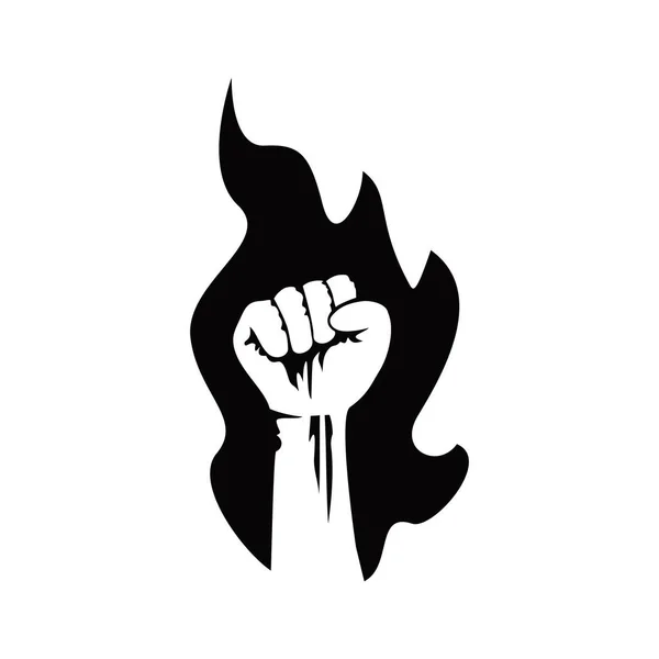 Fire Fist Silhouette Power People Sign Symbol Fight Vector Illustration — Image vectorielle