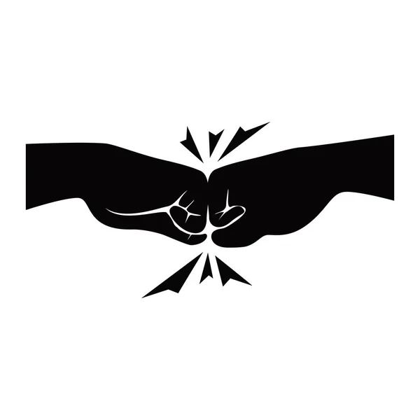 Γροθιά Χτύπημα Σιλουέτα Σύμβολο Και Σύμβολο Συνεργασίας Απεικόνιση Διανύσματος Χειρονομία — Διανυσματικό Αρχείο