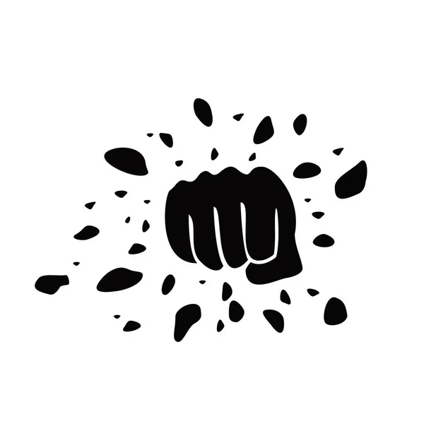 Fist Break Stone Silhouette Power People Sign Symbol Fight Vector — Image vectorielle