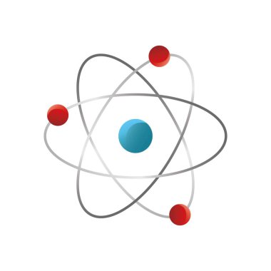 Atom ikonu tasarımı vektör illüstrasyonu. Moleküler işaret ve sembol. bilim elementi logosu.