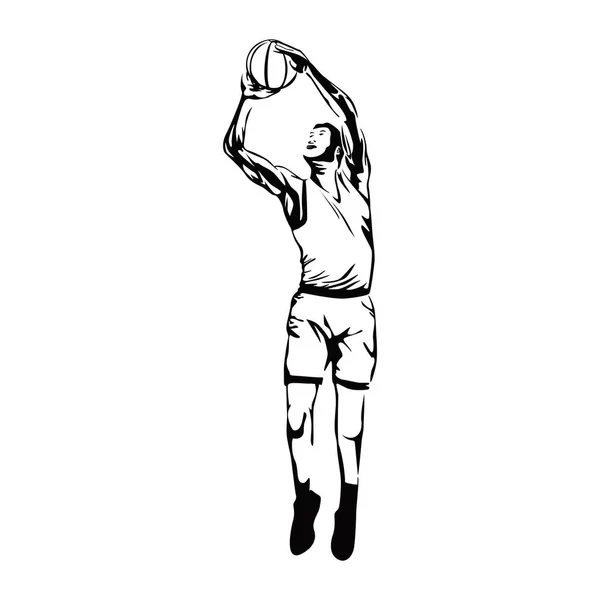 Basketballspieler Silhouette Sportlerzeichen Und Symbol — Stockvektor