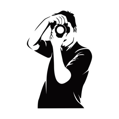 Fotoğraf silueti tasarımı. İnsanlar kamera vektör illüstrasyonu kullanır. profesyonel fotoğrafçı.