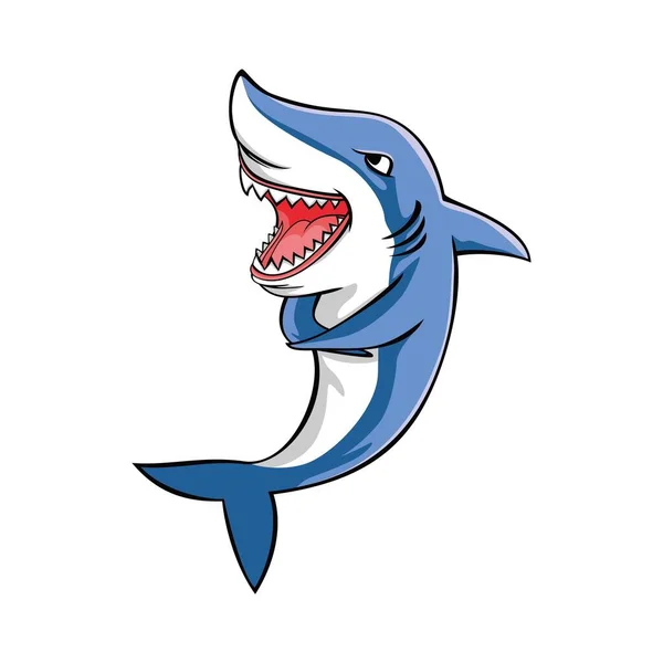 Wild Shark Cartoon Angry Predator Vector Illustration Aquatic Animal Mascot — Stock Vector