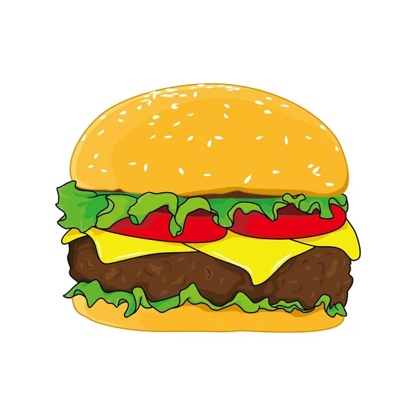 Cheese Burger Vector Illustration Fast Food Icon Sign Symbol — Stock Vector