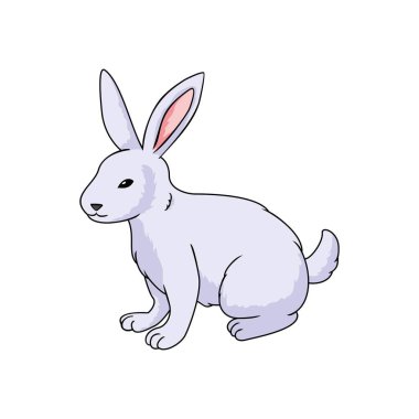 Tavşan çizgi filmi. Sevimli tavşan tasarımı çizimi. Paskalya simgesi, imza ve sembol.