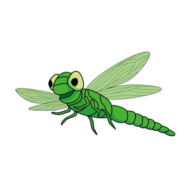 Yusufçuk çizgi film tasarımı çizimi. böcek simgesi, imza ve sembol.