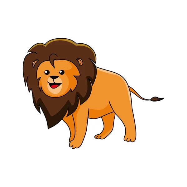 可爱的狮子卡通画 野生动物的图标 标志和符号 — 图库矢量图片