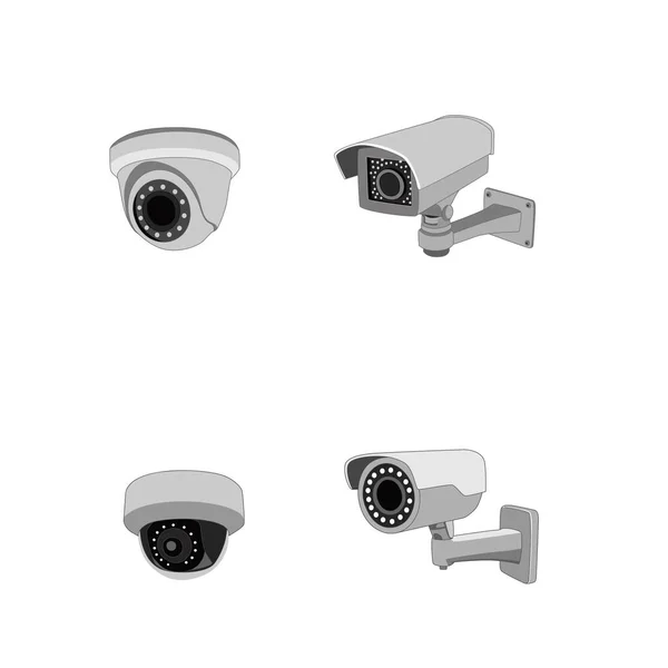 Set Van Cctv Vector Illustratie Beveiligingscamera Pictogram Teken Symbool — Stockvector