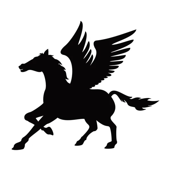 Дизайн Силуэта Пегаса Мифология Векторной Иллюстрации Животных Икона Крылья Лошади — стоковый вектор
