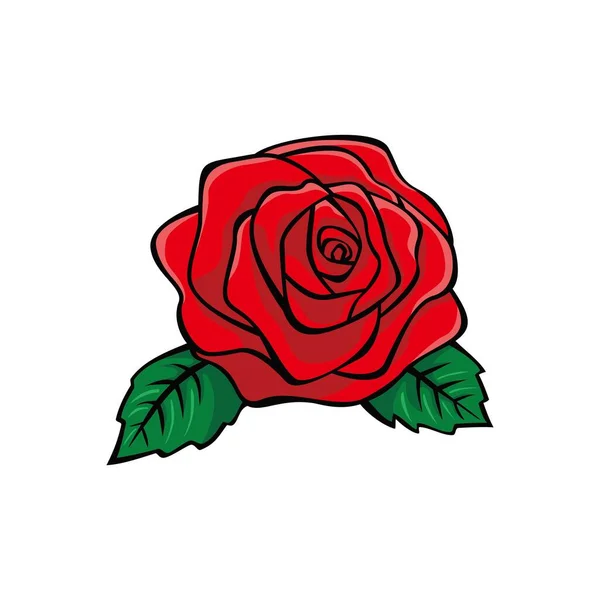 Kırmızı Gül Dizaynı Romantik Çiçek Simgesi Işaret Sembol — Stok Vektör