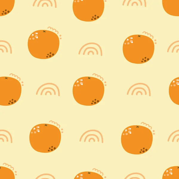Modèle Sans Couture Oranges Mignonnes Illustration Plate Pour Conception Imprimée — Image vectorielle