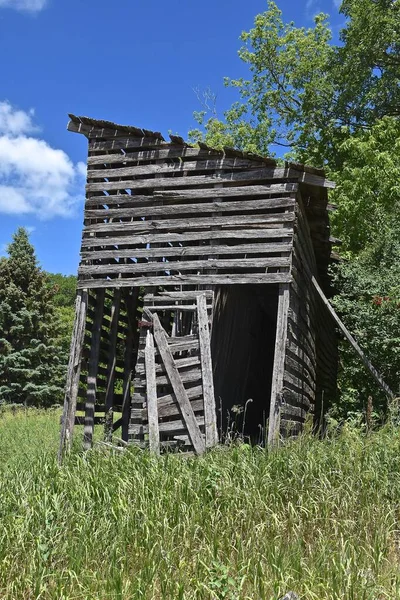Rickety Old Weathered Wood Corn Crib Which Used Air Drying — Stock Photo, Image