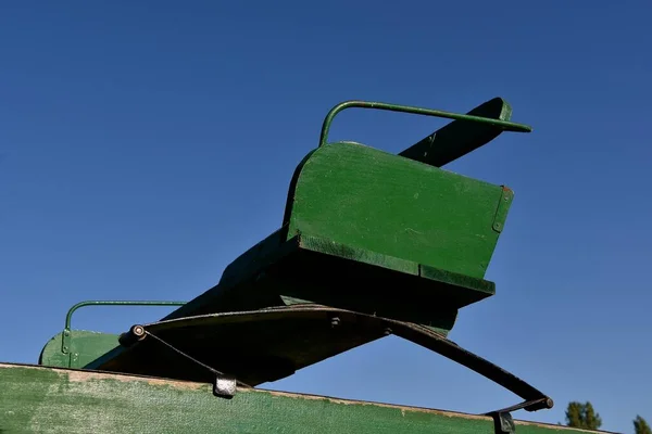 Uma Visão Para Cima Assento Papelão Velho Cavalo Puxado Vagão — Fotografia de Stock