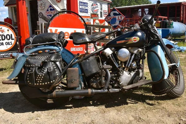 Rollag Minnesota Sept 2021 Old Vintage Harley Davidson Motorcycle Displayed — Stock Photo, Image