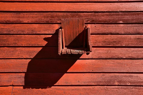 Outdoor Chute Collect Grain Wooden Red Granary Casts Long Shadow — Stock Photo, Image