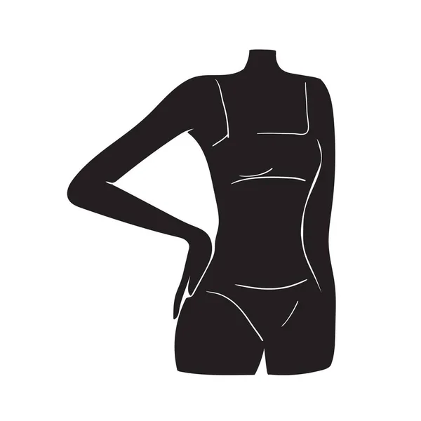 Flache Silhouette einer schönen jungen Frau in Badeanzug oder Dessous. Moderne Aktienvektorillustration. — Stockvektor