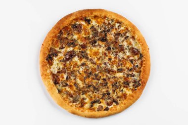 Peynirli ve mantarlı pizza.